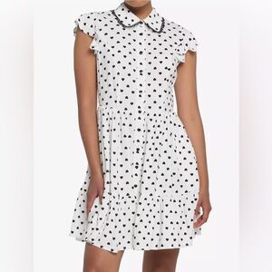 Rare Collared Black Heart Polkadot Dress